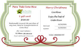 Costa Rica Travel e-gift cards